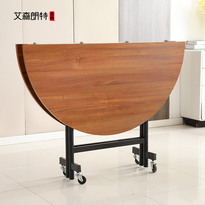 Folding table for home mobile table small family type multifunctional simple dining table round table 10 people 15 large round table