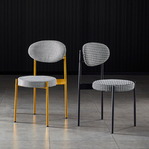 Dining chair home Nordic modern minimalist backrest makeup stool desk houndstooth fabric ins net red light luxury chair