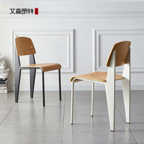 Nordic Creative Dining Chair Home Dining Room Solid Wood Backrest Bench Modern Minimalist Designer Cafe Iron Art Standard Chair