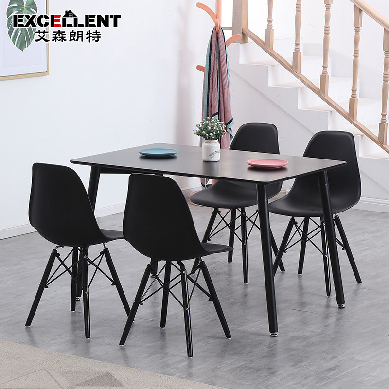 Black small family dining table Nordic solid wood home dining table modern minimalist dining table and chairs Combined square table for table and chairs