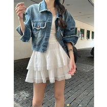 Maternity short skirt for summer outer wear sweet double layer lace cake lace A-line fluffy maternity skirt for small people