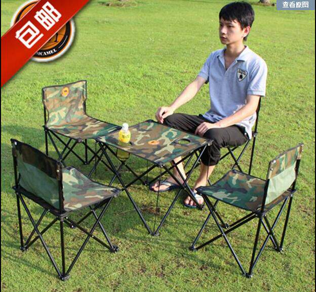 Furniture camouflage five-piece portable folding tables and chairs outdoor tables and chairs picnic table tea table