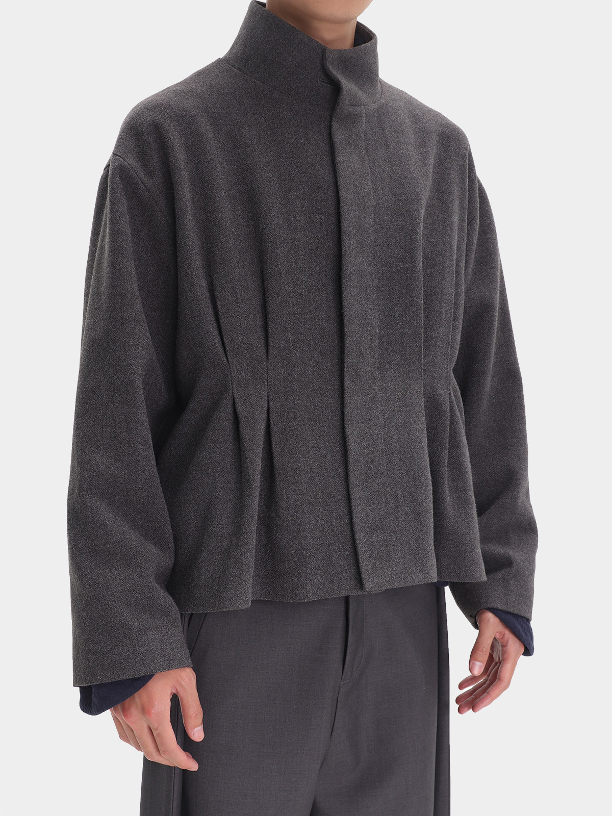 world.taobao.com: Nothingnoth | Diagonal Pleated Dark Gray Wide 