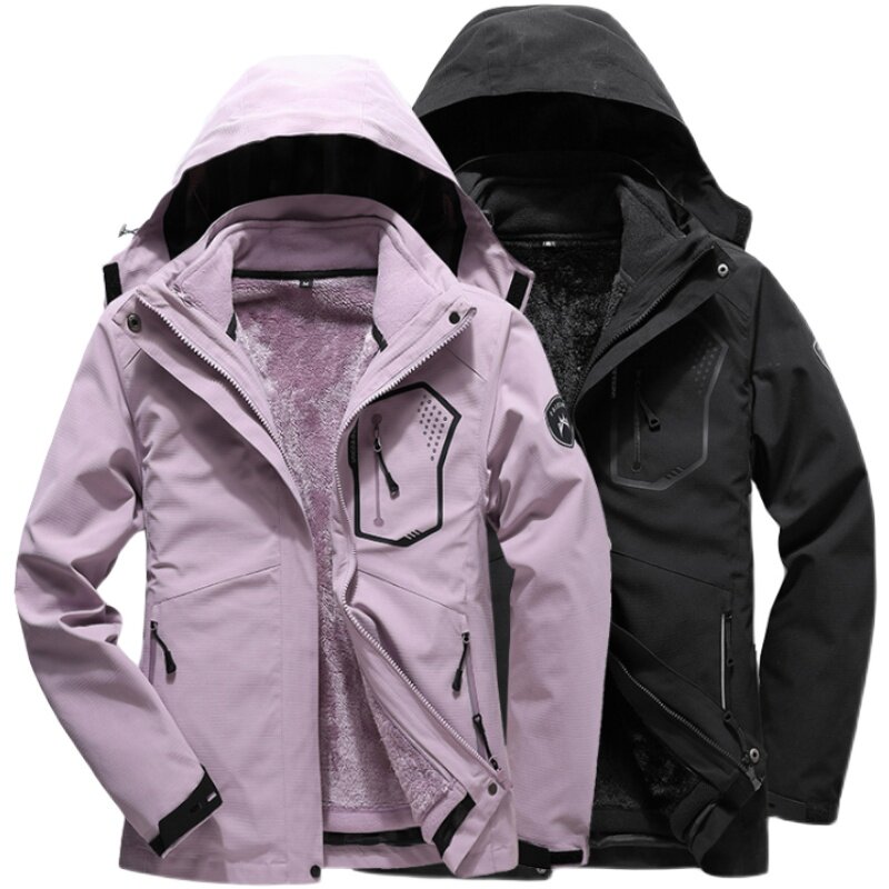 Outdoor autumn/winter sub-machine clothes men's three-in-one detachable thickened coral suede warm large size for climbing clothes lovers jacket