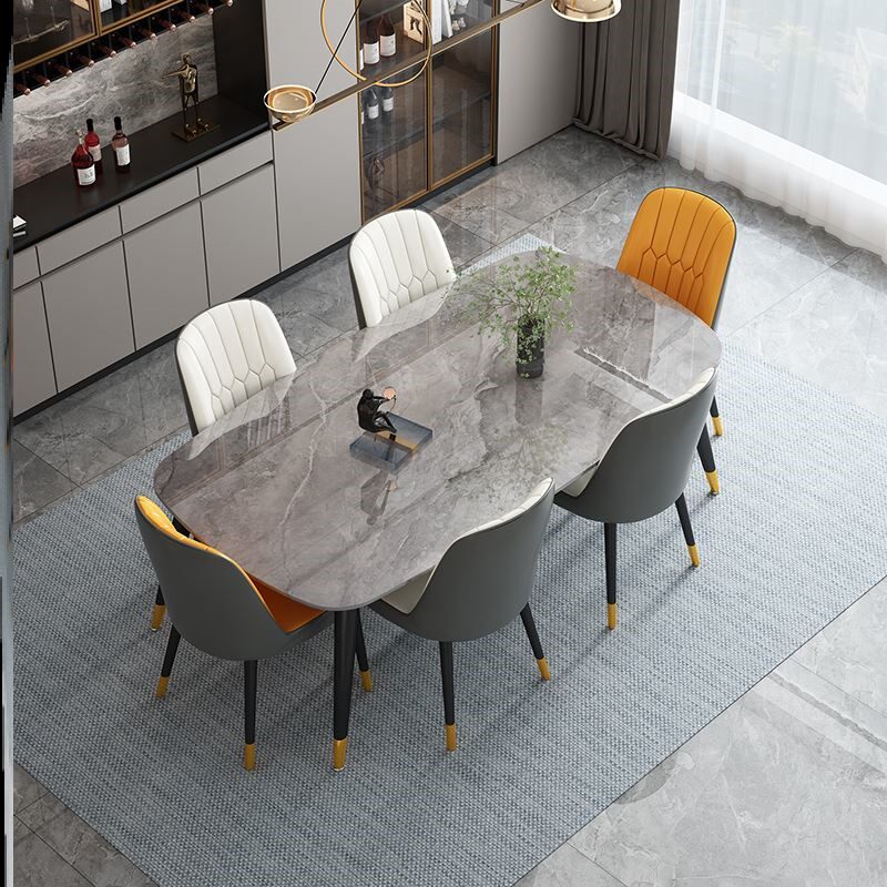 Willpower minimalist bright light rock plate table Home Small family type rectangular dining room light lavish marble dining table and chairs 26