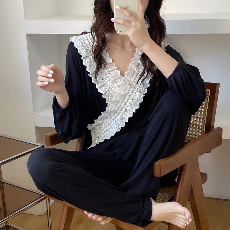 2026 New Maternity Pajamas, Summer Thin Modal Postpartum Clothing with Breast Pads, Breastfeeding Pregnancy Maternity Home Wear