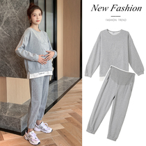 Pregnant women spring suit out of fashion models net red Mickey top spring and autumn two-piece set Foreign style loose tide mother spring