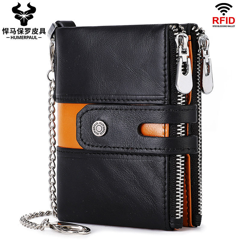 Men's leather wallet top layer cowhide niche design simple young people's personality card package male driver's license one