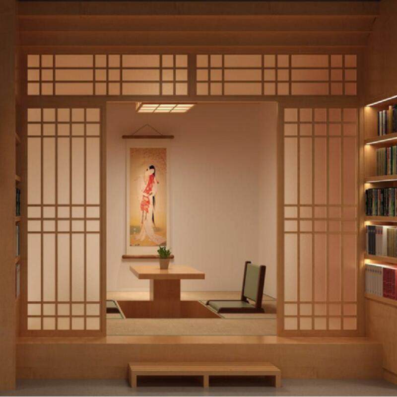 Translation door double-deck plaid sliding door folding balcony single sliding door tatami door day style moving door Zhangzimen door