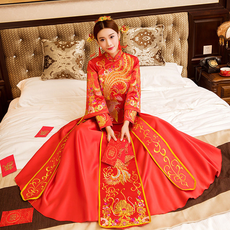 Dussei Six Heineken 2021 Show and Bride Dragon Phoenix Hung Chinese Style Toast Red Wedding Dresses Wedding Dresses Wedding Dresses