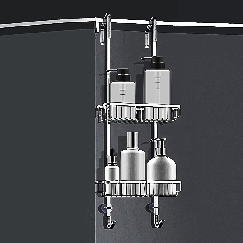 Shower Room Hanging Basket Stainless Steel No-Drill Bathroom Shelf Glass Door Toilet Partition Hanging Storage Shower Room Hanging Basket Stainless Steel No-Drill Bathroom Shelf Glass Door Toilet Partition Hanging Storage