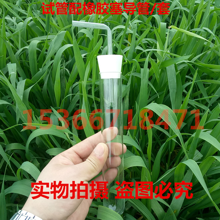耐高温硬质圆底玻璃试管配橡胶塞导管15*150/20*200/30*200mm