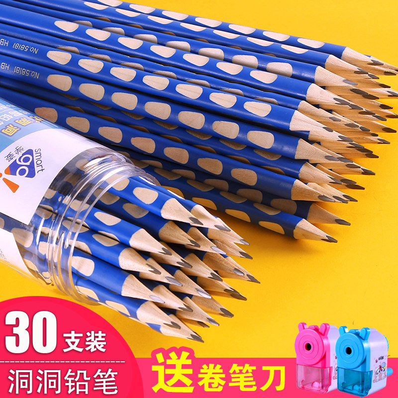 Hole pencil correction grip posture Primary school students with 2-to-thick rod triangle hb Children's first grade 2b hole pencil