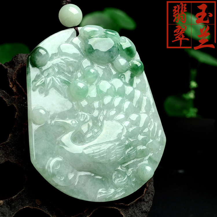 Magnolia natural A goods dragon and phoenix peacock brand pendant old pit jade pendant necklace floating flower peacock open screen brand men and women