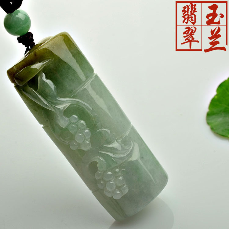 Magnolia Emerald Myanmar A Goods Waxy Bamboo Ruyi Pendant Floating Flowers High Pendant for Men and Women