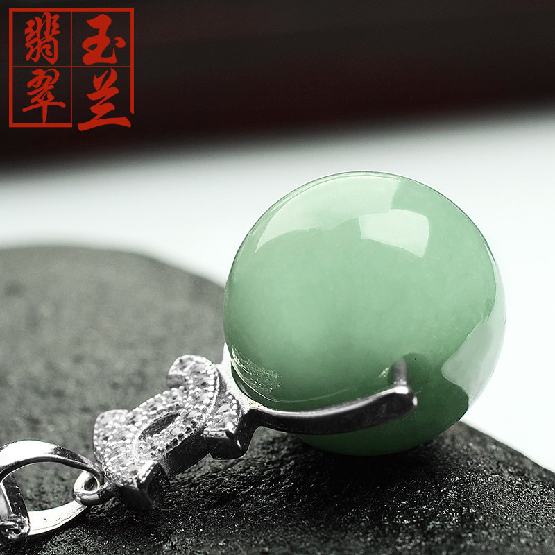Magnolia Jade A Natural Light Green Jade Transfer Bead Pendant 925 Sterling Silver Necklace Women's Jade Pendant Clavicle Chain