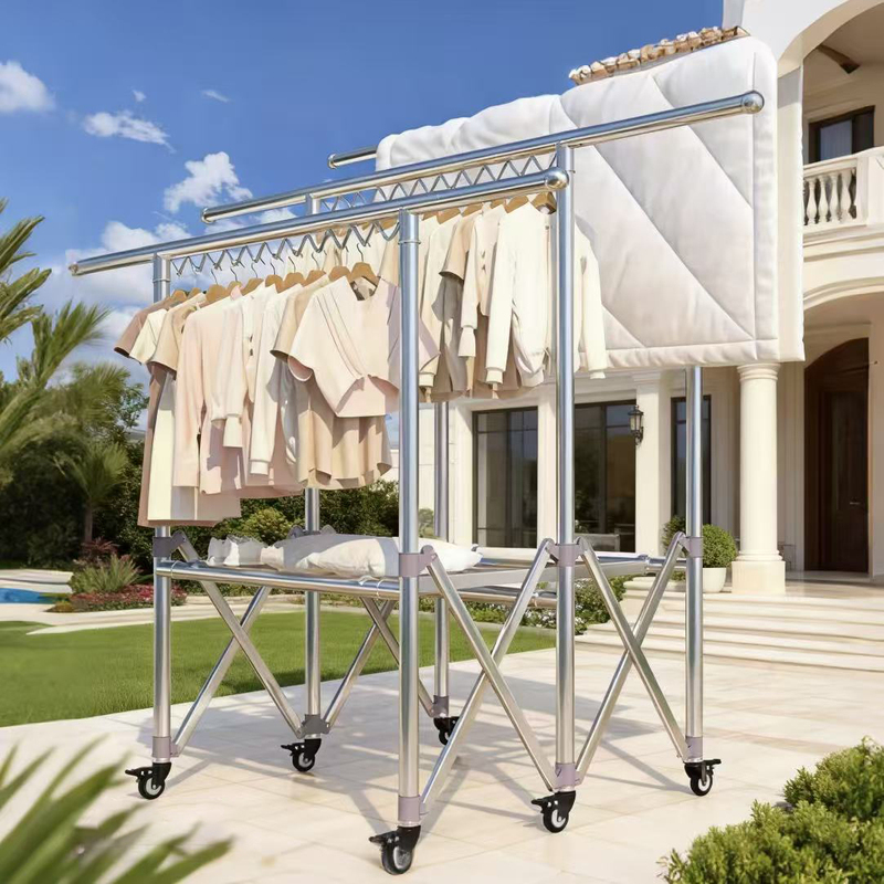 【Buy One Get Five】Fourth Generation Upgraded Model 202 Rolled-Edge Fully Welded Foldable Floor-Standing Clothes Rack for Drying Quilts
