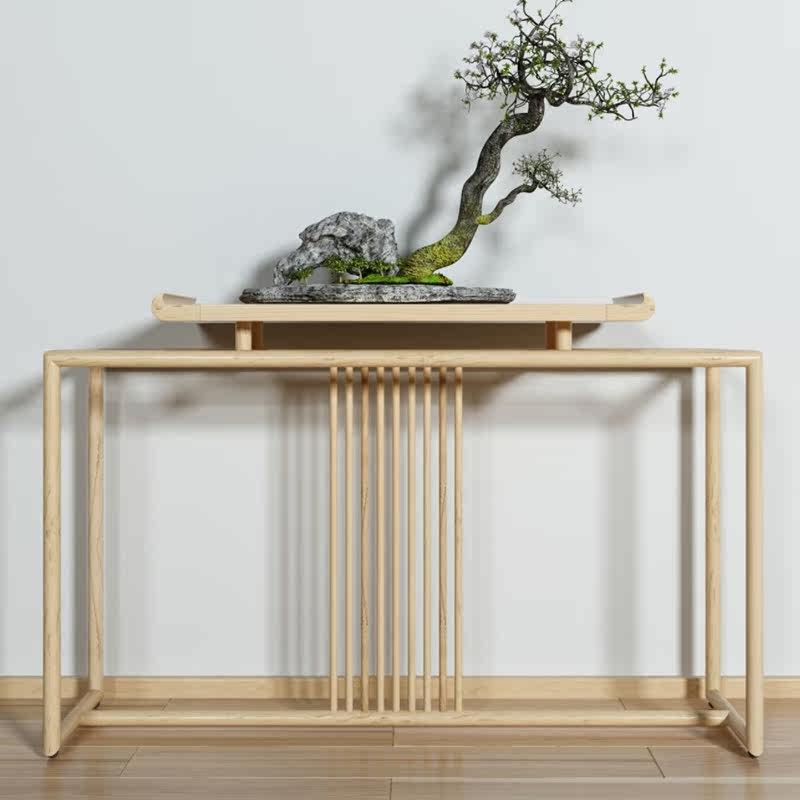 New Chinese style Zen living room log color porch table decoration cabinet modern foyer solid wood strip case partition cabinet furniture