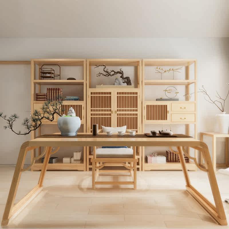 New Chinese Zen Tea Table and Chair Combined Tea Room Soliwood Tea Table Kung Fu Desk and Chair Furniture