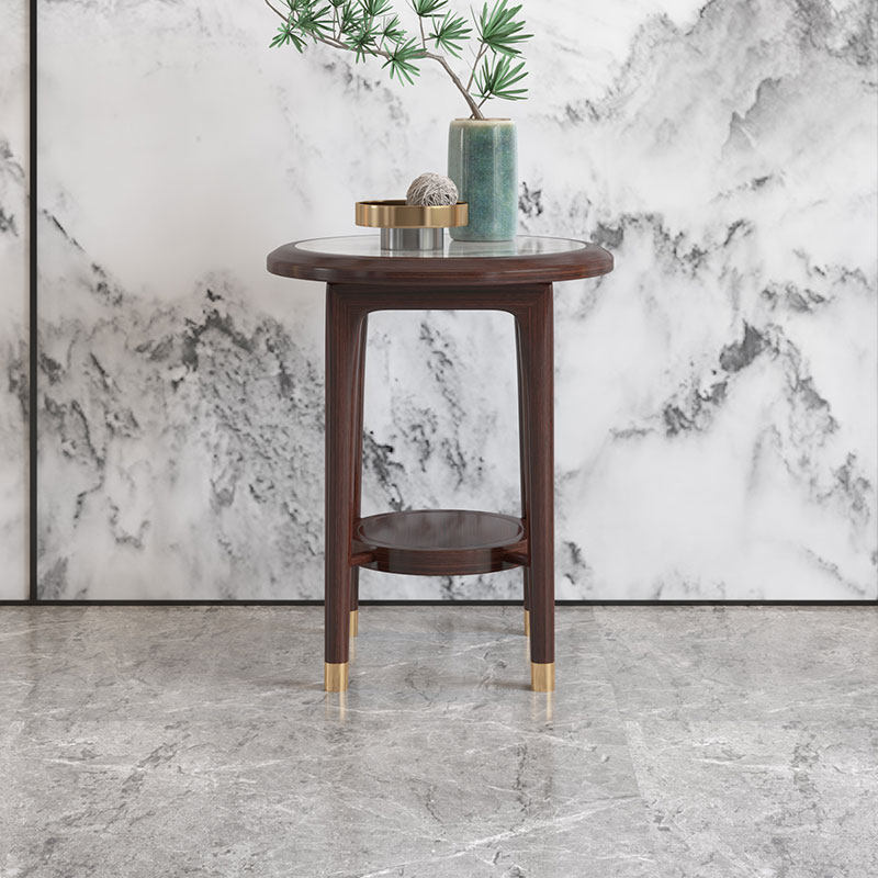 New Chinese-style solid wood round table ebony wood modern small coffee table round table mini simple sofa side table small apartment furniture