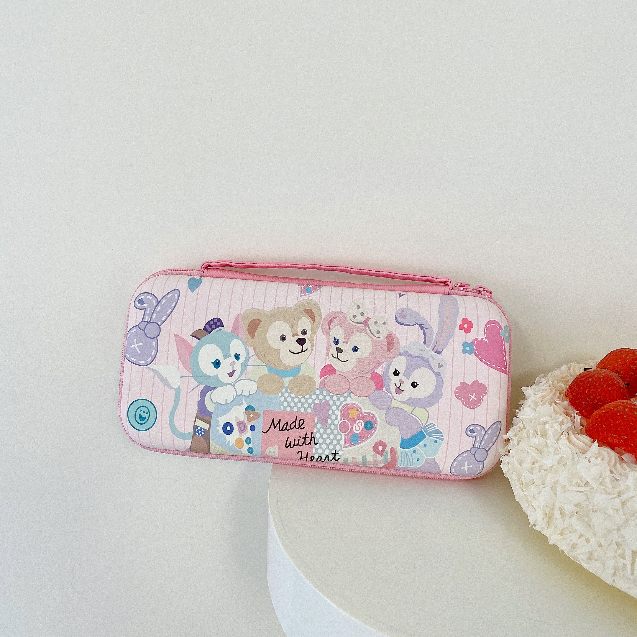 Girls' Nintendo Switch Cute Cartoon Include Gaming Console Protection Shell Pink Black and White Anti-Wrestling Case