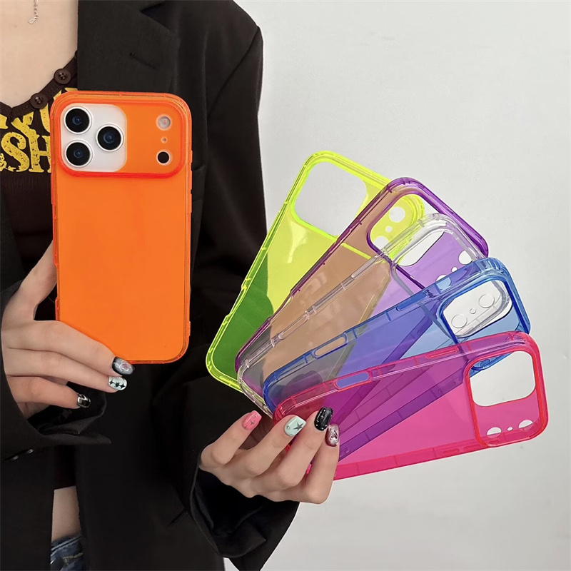 Suitable for Apple 17 Pro Max Pure Color Transparent Rose Red Orange Soft Shell Silicone Anti-Drop Phone Case iPhone 17 Pro Green Blue Purple Tpu Soft Gel Full Coverage Soft Case