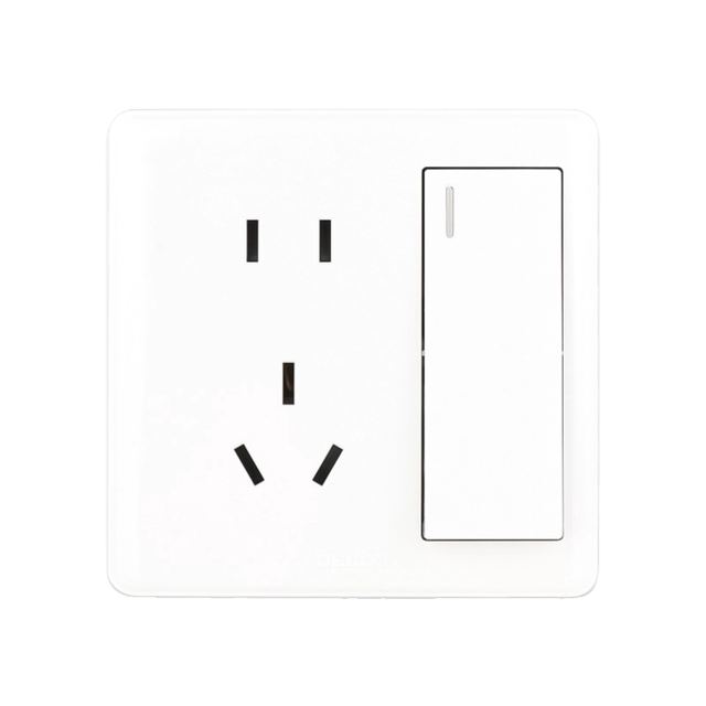 Delixi Five-Hole Socket with Switch Cream Style One-Open Five-Hole Socket Household 1-Open 5-Hole Dual-Control 86 Type Panel