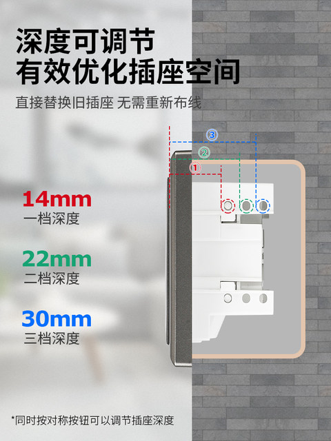 Delixi Embedded Socket Panel, Recessed Hidden Five-Hole Switch for Refrigerator, Household Invisible Air Conditioner 16A