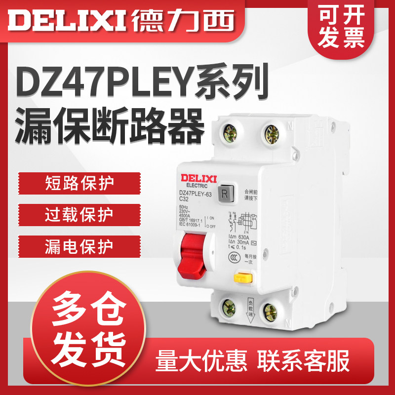德力西双进双出漏电保护器DZ47PLEY CDB3LE 6A10A16A20A25A32A40A