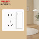 Delixi Five-Hole Socket with Switch Cream Style One-Open Five-Hole Socket Household 1-Open 5-Hole Dual-Control 86 Type Panel