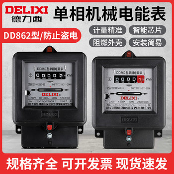 Delixi Mechanical Electric Meter Dd862 20A 40A 60A Single-Phase 220V Energy Meter Industrial Electricity Meter