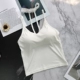 Mùa hè mới mặc vest mỏng màu rắn đáy áo gợi cảm đoạn ngắn treo cổ áo dây sling quần áo phụ nữ - Áo ba lỗ áo kiểu nữ đẹp