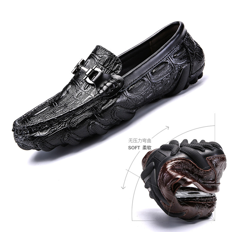 Doudou shoes men's 2022 new spring leather Korean version of the crocodile pattern a pedal octopus casual lazy shoes leather shoes