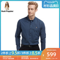 Hush Puppies Mens Spring and Autumn cotton double yarn Houndstooth long-sleeved shirt PA-27502D