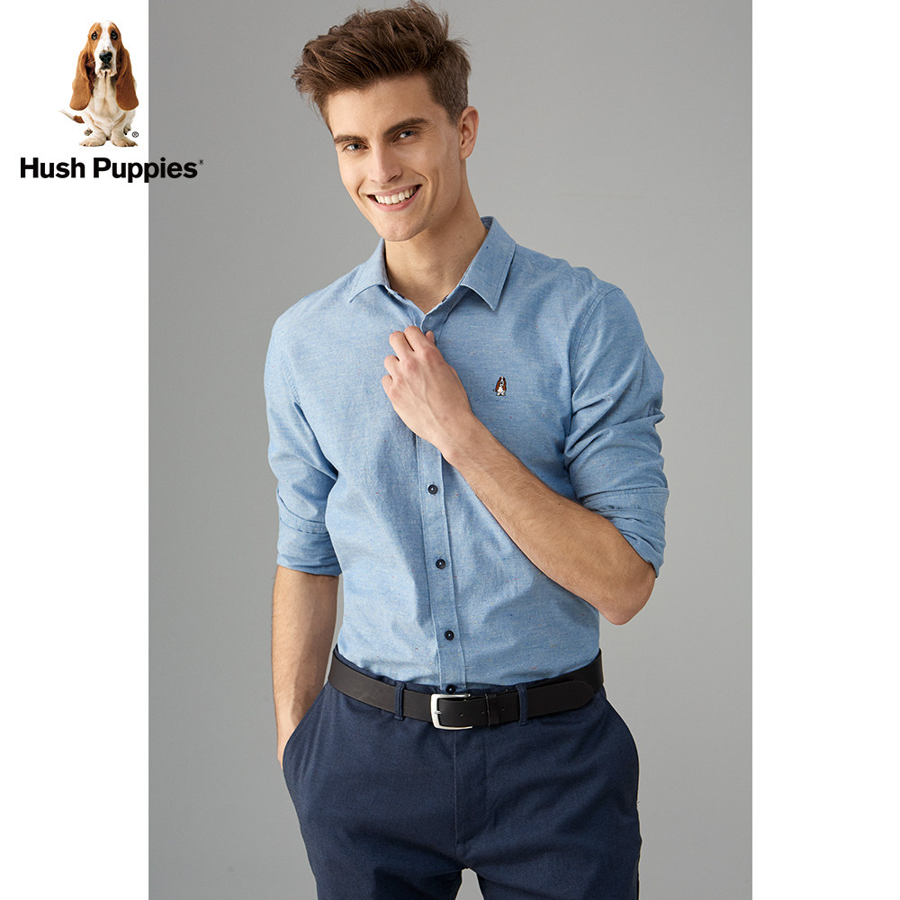 Hush Puppies Leisure Steps Men's Clothing 2021 Spring Autumn New Cotton Long Sleeve Men's Shirts) PA-27521D