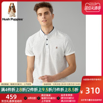 Hush Puppies Leisurewear 2019 Summer New Men's Cotton Stand Neck Striped Short Sleeve T-Shirt) PD-29304D