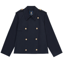 Hush Puppies womens 2024 spring new slim commuter double-breasted short windbreaker jacket