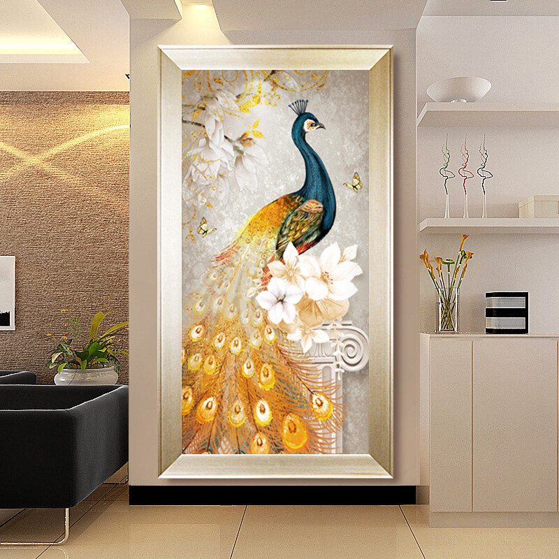 Peacock Cross Embroidery 2022 new line embroidery living room vertical hallway is greatly simplified modern self embroidery