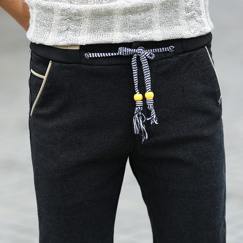 Thanh niên nam vải lanh thẳng thẳng Slim thun co giãn dây thắt lưng quần thường quần quần mùa thu quần short jean nam