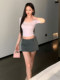 Super Pretty Lavender Mid-Sleeve T-Shirt for Women, Summer 2025 New Style, Beautiful and Sexy, Tight-Fitting, Slimming Short-Sleeve U-Neck Top