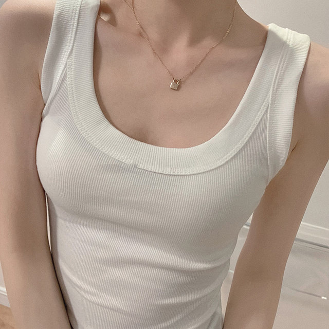 2025 Spring/Summer Korean Style Camisole for Layering or Wearing Alone, Tight-Fitting Vest for Women, Internet Celebrity Casual Sports Sleeveless Solid Color Top Trend