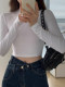 Solid Color Hot Girl Long-Sleeve T-Shirt for Women, 2025 Spring and Autumn Style, Slim Fit, Short, Cropped, for Petite Figures, Base Layer Top