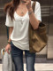 White V-Neck Short-Sleeve T-Shirt for Women, Spring 2026 New Style, Loose Fit, Slimming, Versatile, Relaxed Casual Lazy Top