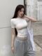 Body-Shaping Elastic Short-Sleeved T-Shirt for Women, Spring and Summer 2025 New Style, European and American Hot Girl Tight-Fitting Slimming Versatile Top