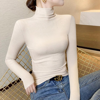 High-Neck Long-Sleeve Base Shirt for Women, New Stylish and Versatile Slim-Fit Basic Slimming T-Shirt Top for Spring, Autumn, and Winter