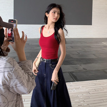 French-Style Camisole with Chest Pads, Early Spring Inner Wear, Waist-Cinching, Slimming, Knitted Sleeveless Top for Women