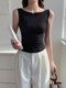 Korean Chic Sleeveless T-Shirt Vest for Women, Summer Outerwear, New Design, American Style, Slim Fit Top