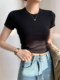 Red Short-Sleeved T-Shirt for Women 2025 Summer New Slim-Fit Hot Girl Chic Korean Style Top with Regular Shoulders