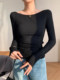 Super Stylish Off-Shoulder T-Shirt Top for Women, Autumn and Winter Design, Slim Fit, Long-Sleeved, Inner Layer, Off-Shoulder Base Shirt