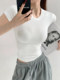 Trendy Tight-Fitting Short-Sleeve T-Shirt for Women, Summer 2025 New American Style Short Round-Neck Slim-Fit Top for Petite Figures